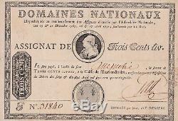 Tres Rare Assignat A Tete Royale De 300 Livres Avril 1790