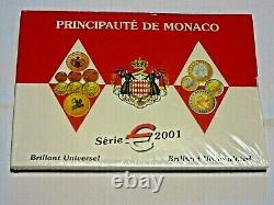 Tres Rare / Belle Serie 1ct A 2 Euro / Monaco Bu / Serie Euro 2001 /envoi Assure