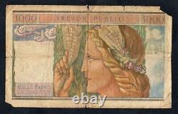Tres Rare Billet De 1000 Francs Tresor Public De 1955 @ French Banknote @ Rare