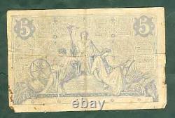 Très Rare Billet De 5 Francs Noir 1872 B+