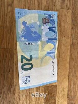 Très Rare Billet fauté 20 euros Surchargé bande Brillante Et Couleur Bleu