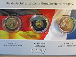 Tres Rare Coincard Traite De L'elysee-vertrag 2013 /50ans /5 Euro Or 999%+2 X 2e