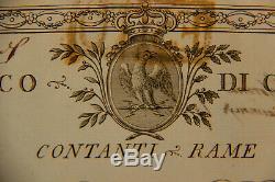 Tres Rare Lettre De Banque Epoque Joseph Bonaparte Roi De Naples 1806