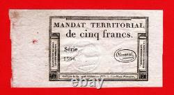 Tres Rare Mandat Territorial 5 Francs Monval 28 Ventose An 4(18 Mars 1796)
