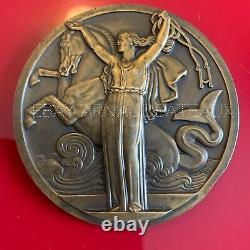 Très Rare Medaille Bronze Ss Normandie Rio 1939 French Line