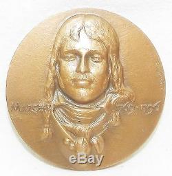 Tres Rare Medaille En Bronze General Marceau Par Christiane Idoux 1983