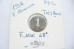 Très Rare Pièce -1 Centime Épi 1991 Frappe Monnaie Fdc