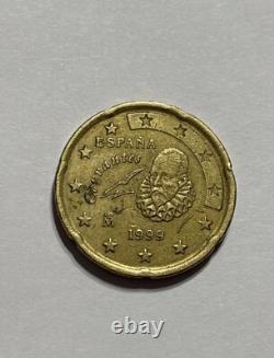 Très Rare, Pièce de 20 centimes d'euro, Espagne M (Cervantès), 1999
