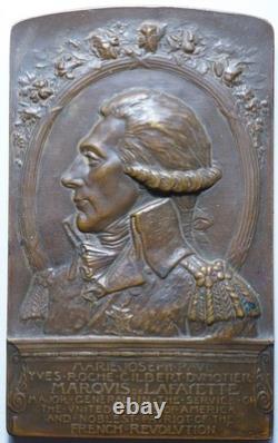 Tres Rare Plaquette Americaine A La Memoire Du Marquis De Lafayette 1911