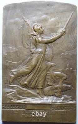Tres Rare Plaquette Americaine A La Memoire Du Marquis De Lafayette 1911