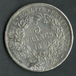 Très Rare Qualité 5 Francs Argent Cérès 1849 BB Strasbourg