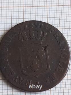Très Rare Variété Sol à l'écu 1791. I. LIMOGES (avec 2 Points Sous le D)