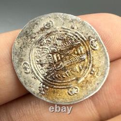 Très ancienne rare ancienne pièce de monnaie visage roi sassanide époque