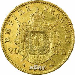 Très rare 1 Pièce francaise OR 20 francs A 1868 Napoléon III TTB ORiginal