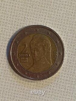 Très rare, 2 euro fautée Autriche 2002, 2 Euro Coin Stamp Error Austria 2002