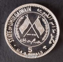 Très rare 3 monnaies E. A. U. Argent pur Um Al Qavain 1970 BE/proof édité 2050 ex