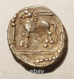 Très rare! Denier Gaulois Belenoc au temple, argent, Celtic coin DT2658