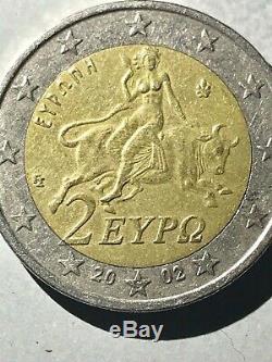 Très rare Pièce 2002 Grecque 2 Euros Possédant S