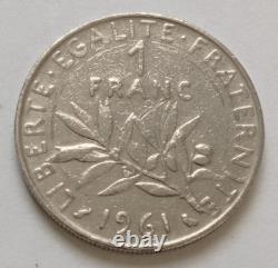 Très rare Pièce de 1 Franc RF Semeuse de 1961 SPL cercles int. Revers & avers