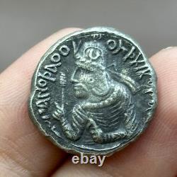 Très rare ancienne pièce de monnaie en argent pur roi Huvishka de l'empire