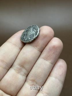 Très rare ancienne pièce de monnaie en argent pur roi Huvishka de l'empire