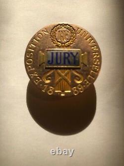 Tres rare badge medaille de jury exposition universelle 1889 a paris