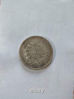 Très rare belle monnaie 5 francs type Hercule 1874a état ttb+ / superbe