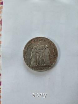 Très rare belle monnaie 5 francs type Hercule 1875a état ttb+ / superbe