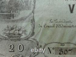 Trés rare billet 20 francs suisse de la banque de Broye 1879 état neuf uniface