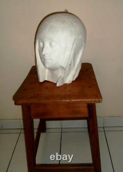 Très rare copie plâtre'Tête de la vierge' Musée du Louvre (sceau plombé)