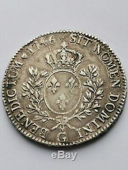 Très rare écu au bandeau argent Louis XV 1746 G