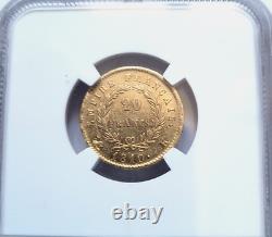 Très rare et superbe pièce de 20 francs or 1810 K Napoleon I NGC AU55