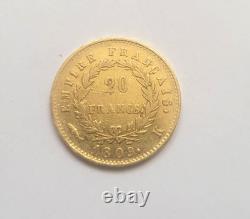 Très rare et très belle pièce de 20 francs or 1809 K Napoleon I qualité