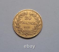 Très rare et très belle pièce de 20 francs or 1837 W Louis Philippe