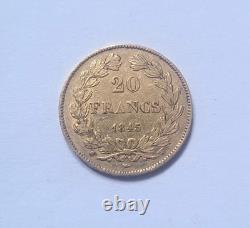 Très rare et très belle pièce de 20 francs or 1845 W Louis Philippe qualité