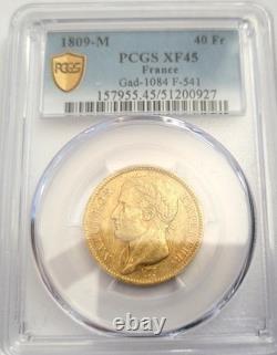 Très rare et très belle pièce de 40 francs 1809 M Napoleon I PCGS XF 45
