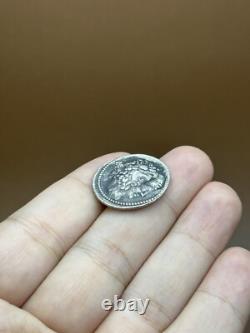 Très rare pièce de monnaie grecque ancienne en argent avec deux visages de ro