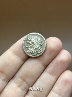 Très rare pièce de monnaie grecque ancienne en argent avec image roi