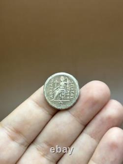 Très rare pièce de monnaie grecque ancienne en argent avec image roi