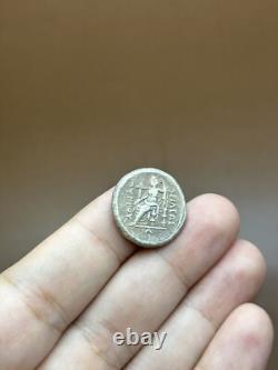 Très rare pièce de monnaie grecque ancienne en argent avec image roi