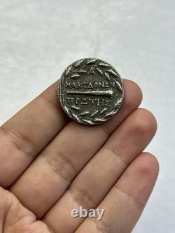 Très rare pièce de monnaie grecque ancienne rare image reine enduit d'argent