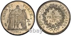 Union et Force 5 Francs AN11 Paris PCGS MS62 Splendide à Fleur de coin très rare
