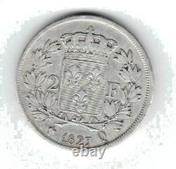 (n°41) Charles X 2 Francs 1827 Q (perpignan) 14314 Ex Tres Rare (ttb-)